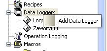 DATA LOGGER Służy do gromadzenia i przechowywania wartości bloku zmiennych. Można stworzyć do 16 na aplikację.