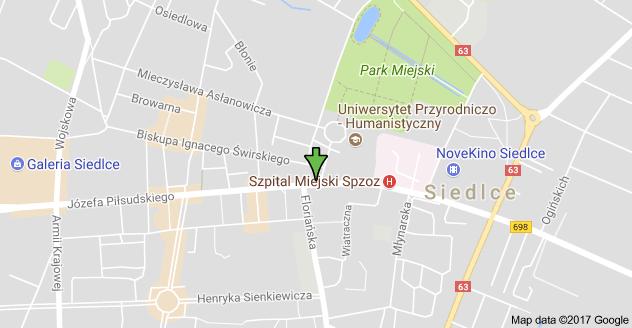 Lokalizacja i dostępność komunikacyjna: Nieruchomość położona jest w Siedlcach przy ul. Piłsudskiego 2.