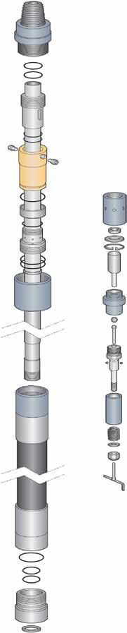 Lista części zamiennych - metoda 7 Metoda 7 Korek (Wirepac) do badania utraty wody (test Lugeona) oraz badania kontrolnego cieczy Zamontowany na kompletnej rurze wewnętrznej do wiercenia