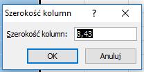 Arkusz kalkulacyjny MS Excel 2010 PL: szerokość kolumn.