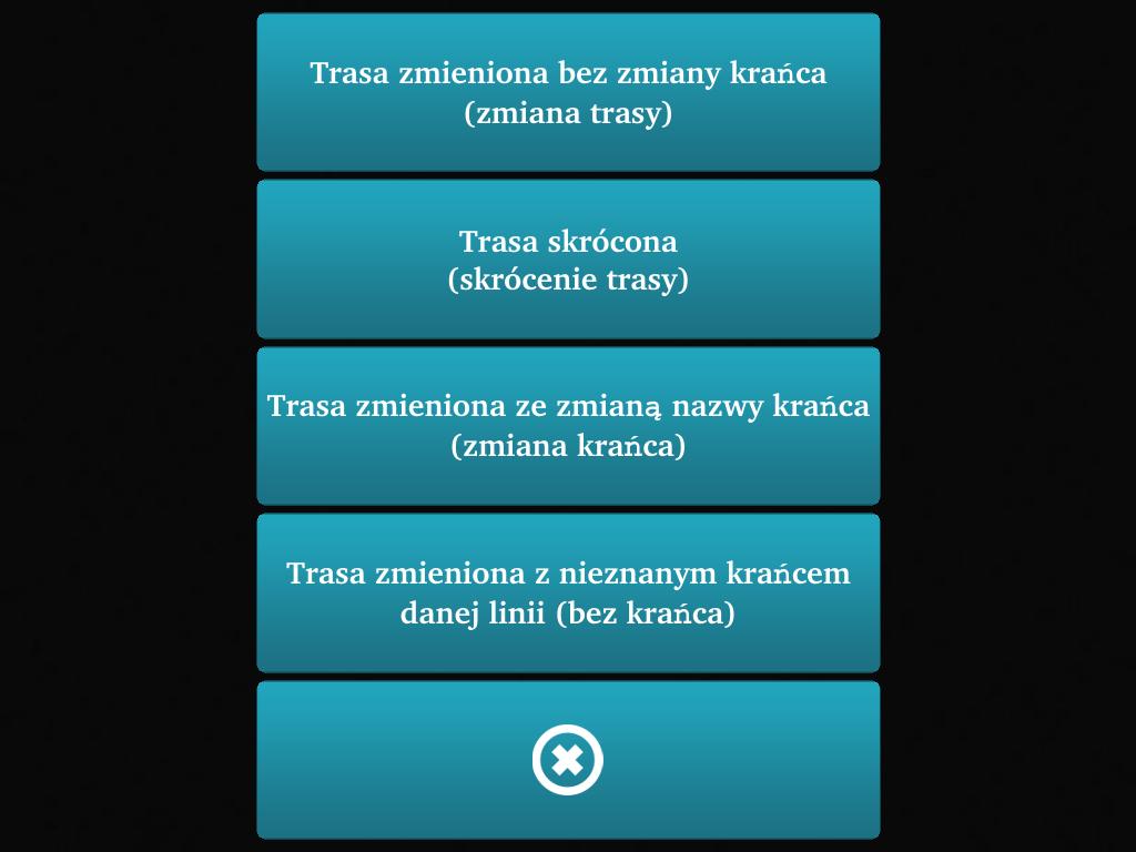 Rysunek 11: Okno z opcjami do zmiany trasy 1) Trasa zmieniona