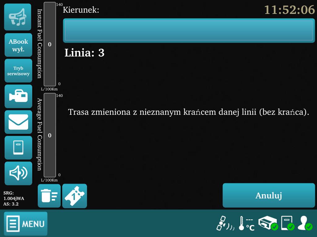 4) Trasa zmieniona z nieznanym krańcem danej linii