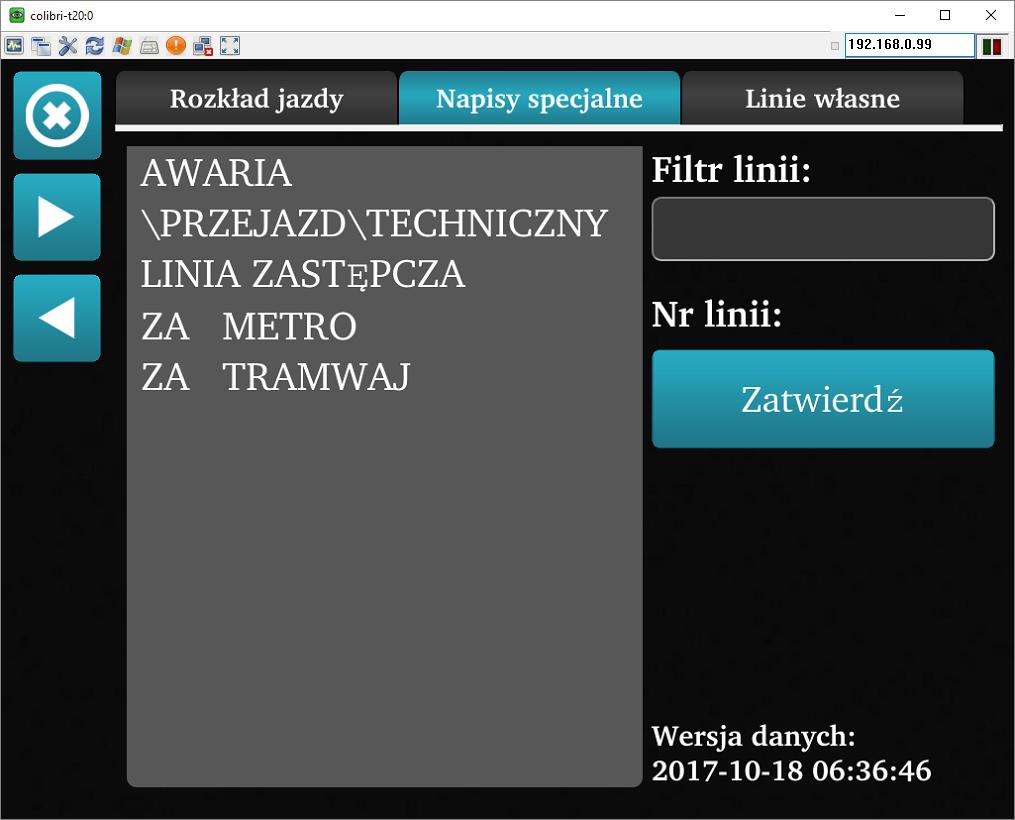 3.2 Napisy specjalne Aby móc wczytać Napisy Specjalne należy będąc w opcji wyboru kursu przejść do odpowiedniej zakładki, gdzie pojawi się lista dostępnych, gotowych napisów specjalnych do wczytania