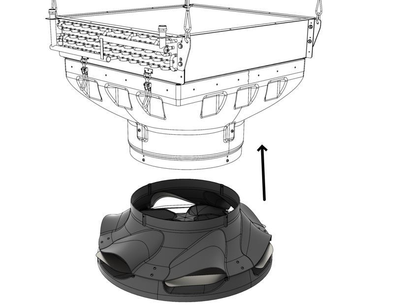 4.3. INSTALLATION 6-SIDE AIR OUTLET AGRO HT 4.3. MONTAŻ NAWIEWNIK AGRO HT 4.3. MONTAGE DIFFUSOR AGRO HT 4.3. УСТАНОВКА - РАСПРЕДЕЛИТЕЛЬ AGRO HT The 6-SIDE OUTLET DIFFUSOR AGRO HT AGRO HTdistributes the air when the heater is mounted under the ceilng.