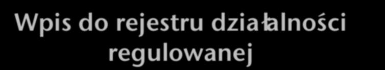 Wpis do rejestru działalności regulowanej Wpis podlega opłacie skarbowej, art. 64 ust. 2 rejestr jest jawny, art 66 ust.