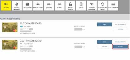 Po zalogowaniu aktywuj kartę i nadaj PIN: Wybierz zakładkę Karty. Z listy kart wybierz tę, którą chcesz aktywować, a następnie kliknij opcję Aktywuj i Dalej.