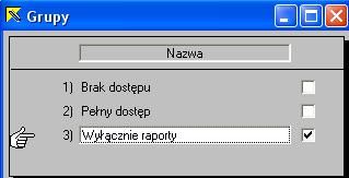 Restrykcje W programie można uaktywnić dwa rodzaje restrykcji w dostepie do programu i danych: restrykcje funkcjonalne i restrykcje podmiotowe.