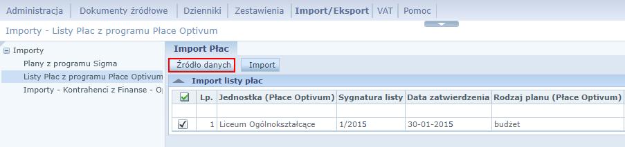 Finanse 57 Pojawi się lista z domyślnie zaznaczonymi dokumentami do importu. Odznacz na liście dokumenty, które nie mają być importowane. 4. Kliknij przycisk Importuj.