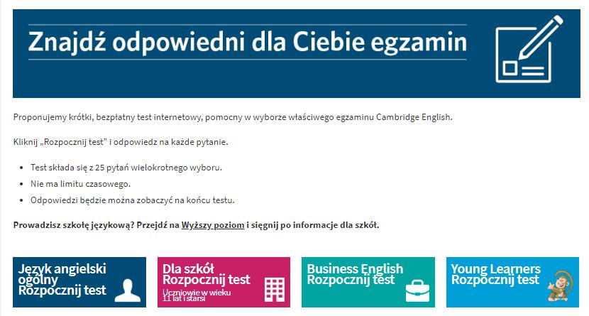 Sprawdz swój poziom angielskiego Bezpłatne testy poziomujące Online Dla