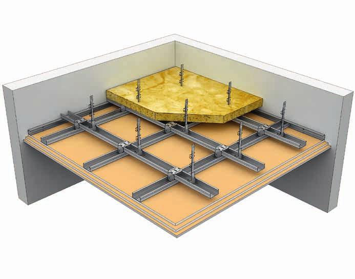 STRONA 6 ŚCIANY DZIAŁOWE STRONA 7 SUFITY PODWIESZANE Wieszak obrotowy dolny z noniuszem ** Wełna mineralna (opcja) Profil UD 27* Materiał izolacyjny wełna mineralna Profil C/C/C* Płyta gipsowa