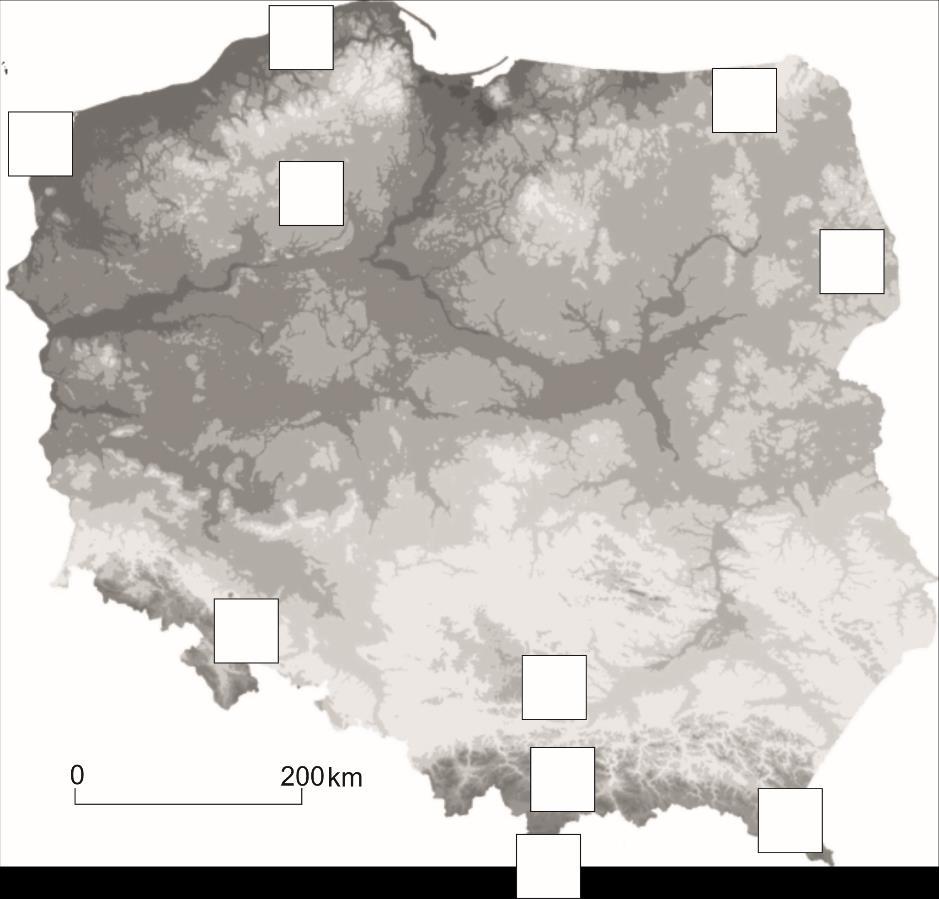 6 3 4 9 8 2 1 7 5 10 0,5 pkt. za każdy prawidłowo nazwany park narodowy (w tabeli) 0,5 pkt. za każdy prawidłowy wpis na mapie Zad. 19. Puszcza Jodłowa znajduje się w: A. Sudetach B. Pieninach XC.