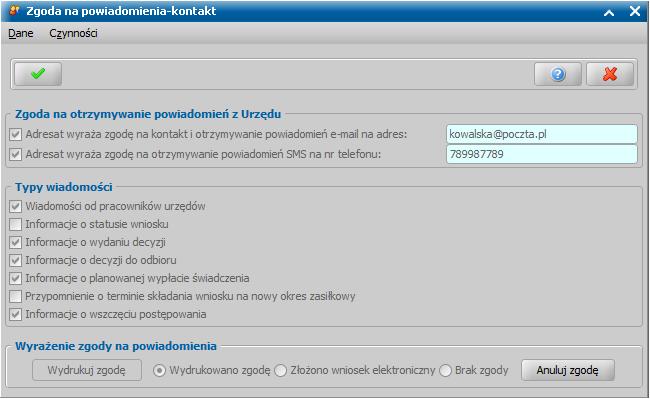 Wydrukuj zgodę. Otworzy się okno wydruku oświadczenia Klienta w trybie edycji, w którym możemy dokonać ewentualnej modyfikacji wydruku: Aby wydrukować zgodę, wybieramy przycisk Drukuj. Uwaga!