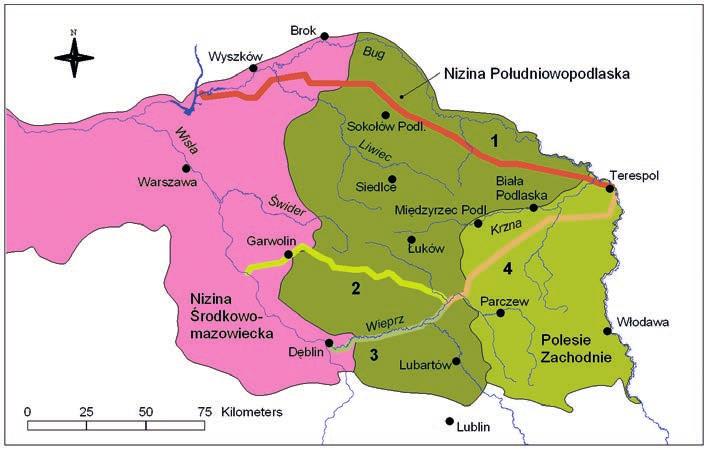 Rys. 3. Przebieg trzech rekomendowanych tras kanału łączącego Wisłę z Bugiem Rys. 4.