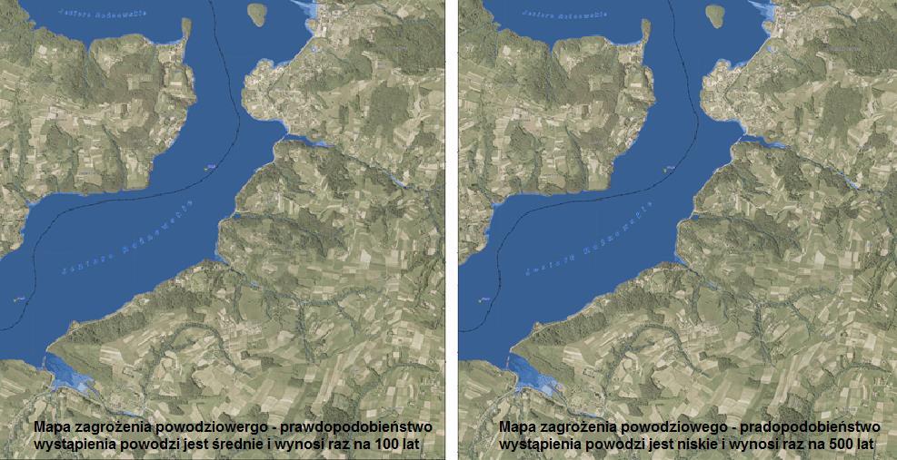 Rysunek 7. Mapy zagrożenia powodziowego arkusz mapy M-34-78-C-d-2 fragment terenu Gminy Gródek nad Dunajcem Źródło: http://mapy.isok.gov.