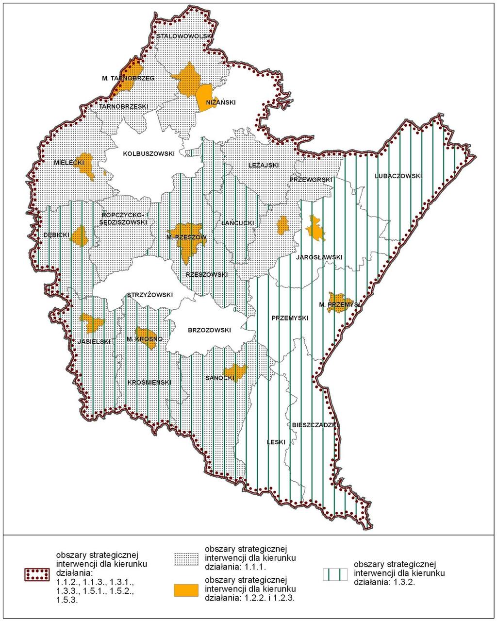 Rysunek 1. Obszary Strategicznej Interwencji dla priorytetów: rzemysł (1.1.1. 1.1.3.