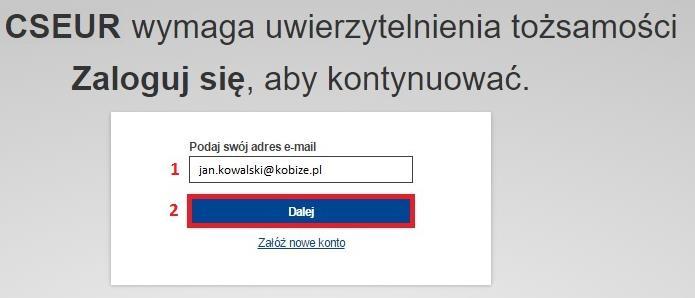 Zostaną Państwo przekierowani do strony EU Login.