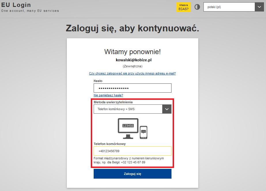 UID należy przesłać do administratora z nowo zarejestrowanego w systemie EU Login adresu e-mail. Wiadomość prosimy przesłać na adres: rejestr@kobize.