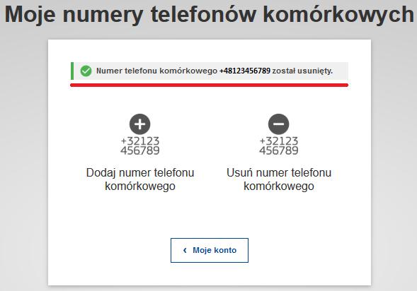 telefonu komórkowego przed dodaniem nowego, spowoduje, że użytkownik utraci dostęp do Rejestru.