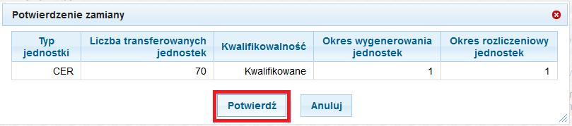 Pojawi się kolejne okno, w którym należy sprawdzić wprowadzoną liczbę jednostek oraz potwierdzić swój wybór.