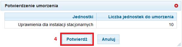 Wybranie opcji Utwórz transakcję spowoduje otwarcie poniższego okna: Po wybraniu typu transferu Umorzenie uprawnień w nowym oknie pojawi się zestawienie danych dotyczące aktualnego statusu zgodności