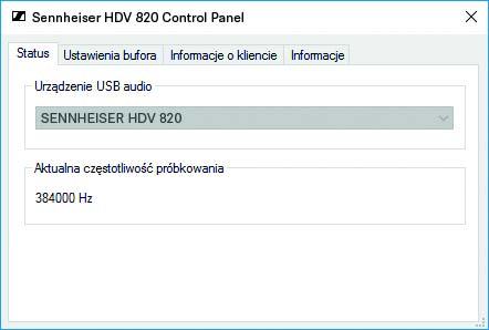 Uruchamianie HDV 820 Zastosowanie panelu sterowania Sennheiser Control Panel Za pomocą panelu sterowania można kontrolować i skonfigurować HDV 820 pod kątem odtwarzania plików muzycznych o wysokiej