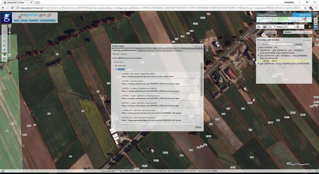 geoportal.gov.pl Oprócz tego możemy skorzystać z usługi WMS.
