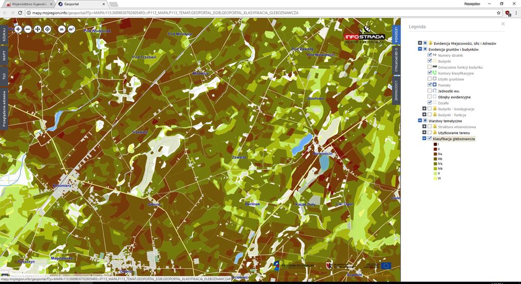 InfoStrada Kujaw i Pomorza Wśród kilkunastu dostępnych map