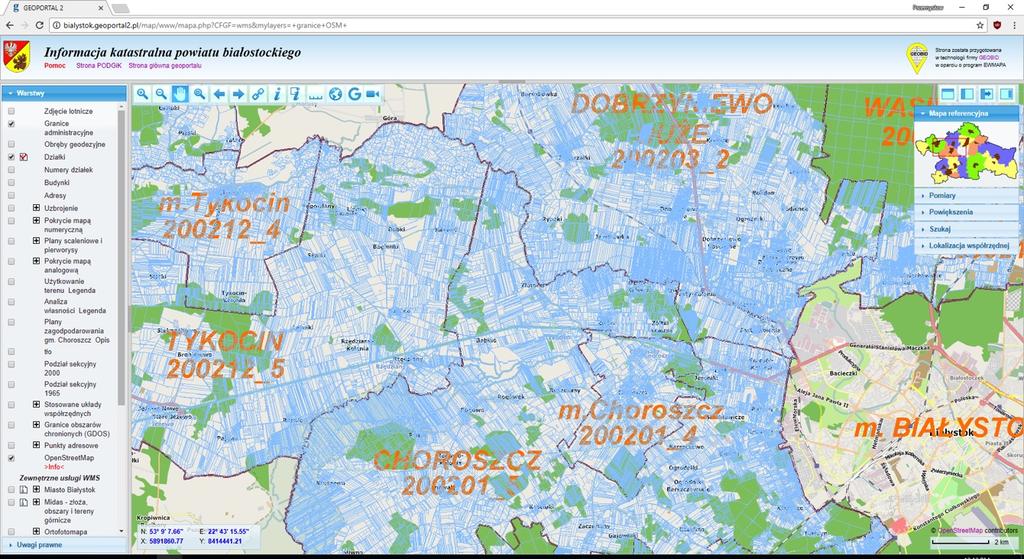 Informacja Katastralna Powiatu Białostockiego Przykładem geoportalu powiatowego może być