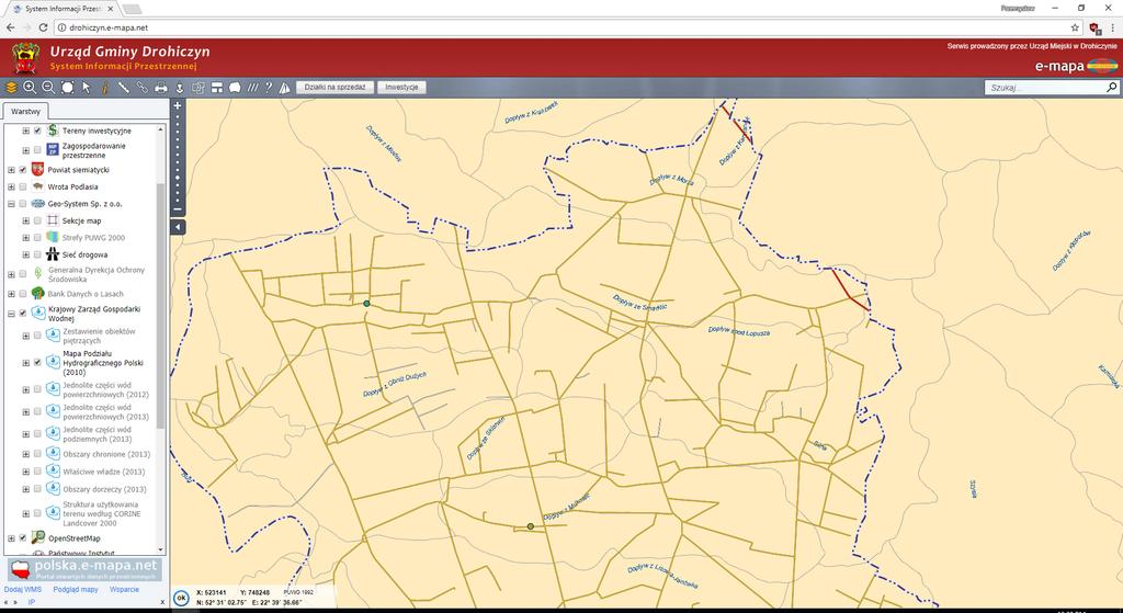 Gminy Drohiczyn W tym samym standardzie wykonany jest geoportal Urzędu Gminy Drohiczyn.