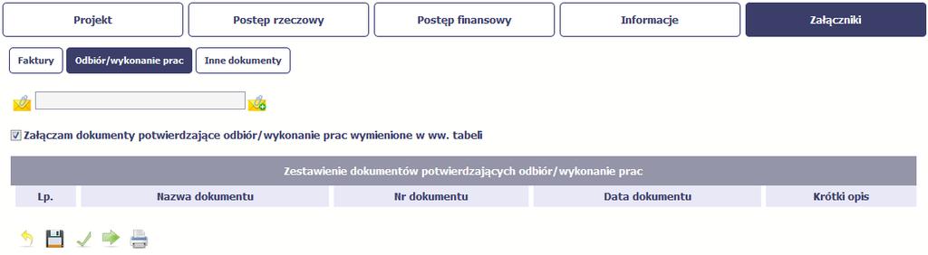 Odbiór/wykonanie prac W tej sekcji, dostępne dla Ciebie funkcjonalności są analogiczne jak w sekcji Faktury.