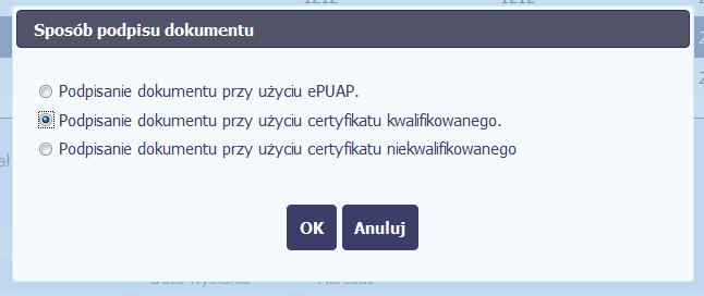 Certyfikat kwalifikowany tylko PL Możesz wybrać opcję Podpisanie dokumentu przy użyciu