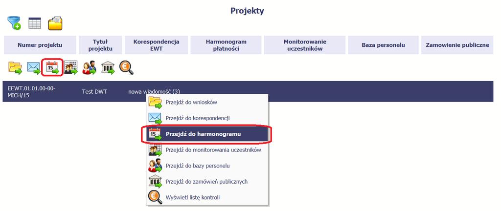 Ekran na którym znajdują się dane dotyczące Twojego harmonogramu podzielony jest na 3 elementy Harmonogram tabela zawierająca nr wersji Twojego harmonogramu, oraz jego status, Dane szczegółowe tabela