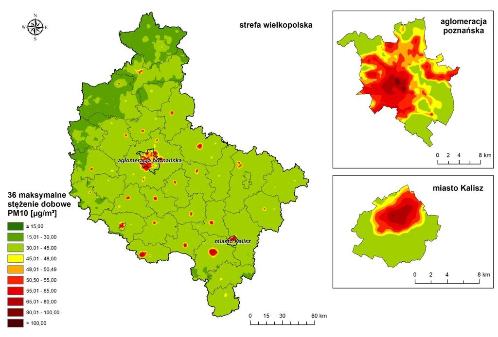 Jakość powietrza w woj. wielkopolskim Tab. Zanieczyszczenia dla których normy jakości powietrza zostały przekroczone w 2017 r.