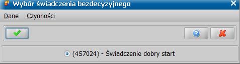 Pojawi się okno "Lista świadczeń bezdecyzyjnych", zawierające listę wszystkich zarejestrowanych i przyznanych świadczeń bezdecyzyjnych.