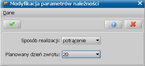 harmonogramu należności", w którym klikając w poszczególną komórkę tabeli możemy zmodyfikować planowaną miesięczną kwotę należności, sposób realizacji i planowany dzień miesiąca spłaty.