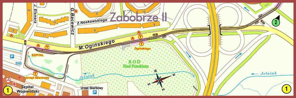 Mapa powyżej pokazuje część miasta, w której, przez autorów, przewidziane są linie tramwajowe, rozmieszczenie dalszych szczegółowych arkuszy oraz ich numery.