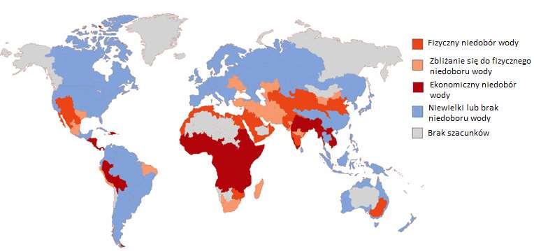 Fizyczny niedobór wody ilość wody jest niewystarczająca aby zaspokoić potrzeby mieszkańców.