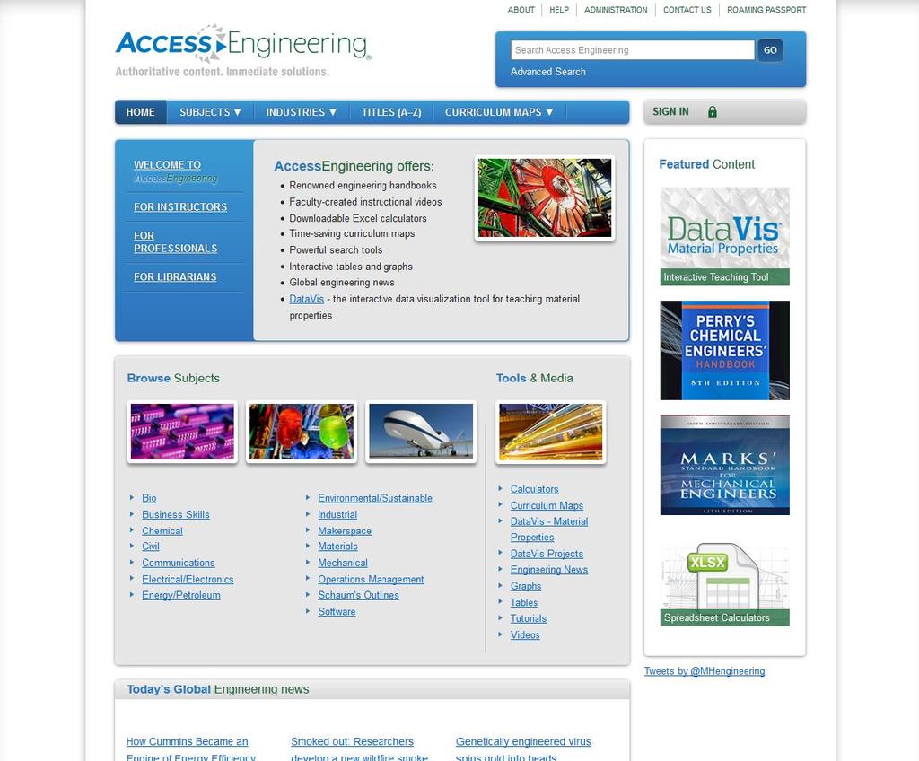Access Engineering to multimedialna baza/platforma wiedzy dla : naukowców inżynierów kadry dydaktycznej studentów Oferuje: regularnie aktualizowane informacje