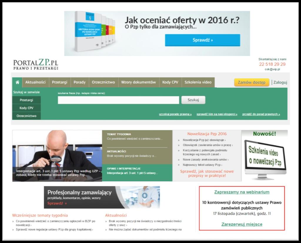 PortalZP.pl formy reklamowe BANER na stronie głównej i na pozostałych podstronach serwisu.