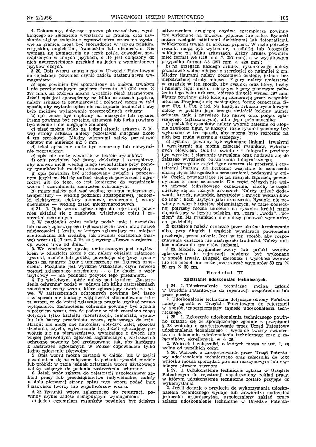 Nr 2/1956 WIADOMOŚCI URZĘDU PATENTOWEGO 105 4.