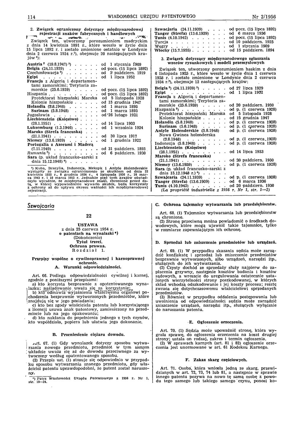 114 WIADOMOŚCI URZĘDU PATENTOWEGO N r 2 /1 9 5 6 2.