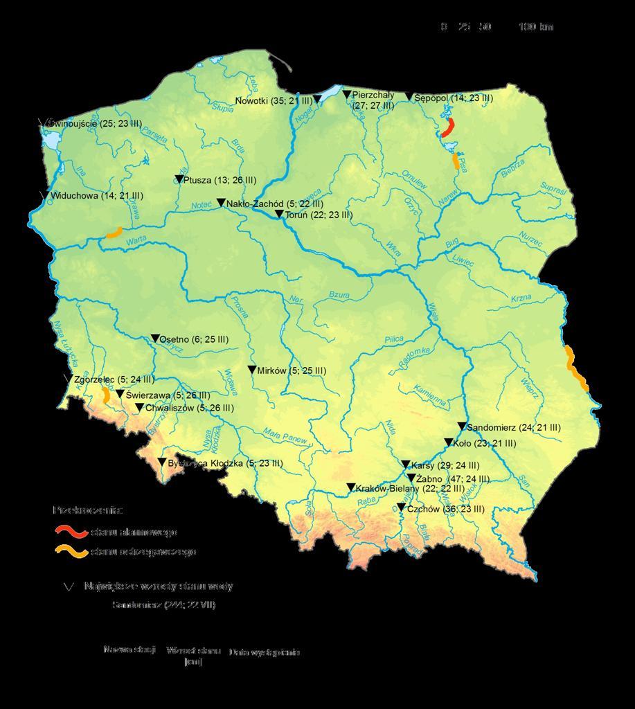 4. Przekroczenia stanów ostrzegawczych i alarmowych oraz najwyższe dobowe wzrosty