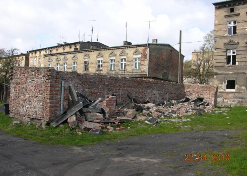 spękań. Dodatkowo roślinność, która rozwinęła się bezpośrednio i przy ścianach wpływa negatywnie na fundamenty i ściany budynku.