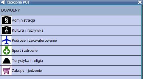 Jeśli chcesz szukać wśród wszystkich punktów, naciśnij DOWOLNY. Teraz wpisz nazwę punktu, którego szukasz. Możesz pisać przy użyciu klawiatury ekranowej.