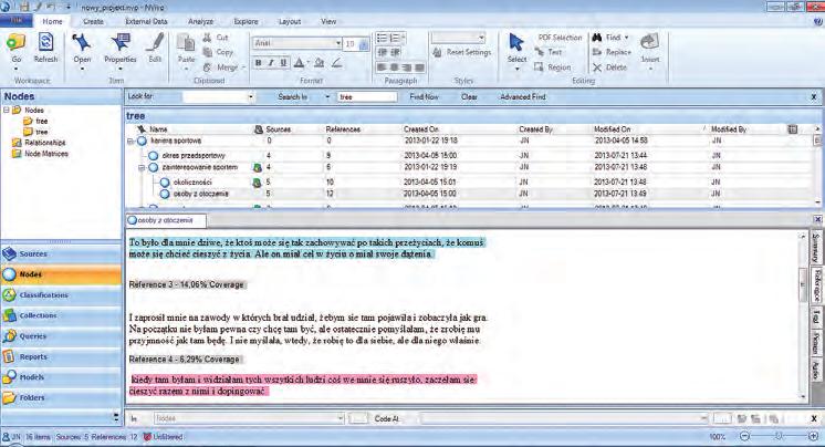 Główne funkcje programu NVivo 87 istniejących między nimi podobieństw bądź wydobyciu pewnych wyróżniających je cech.