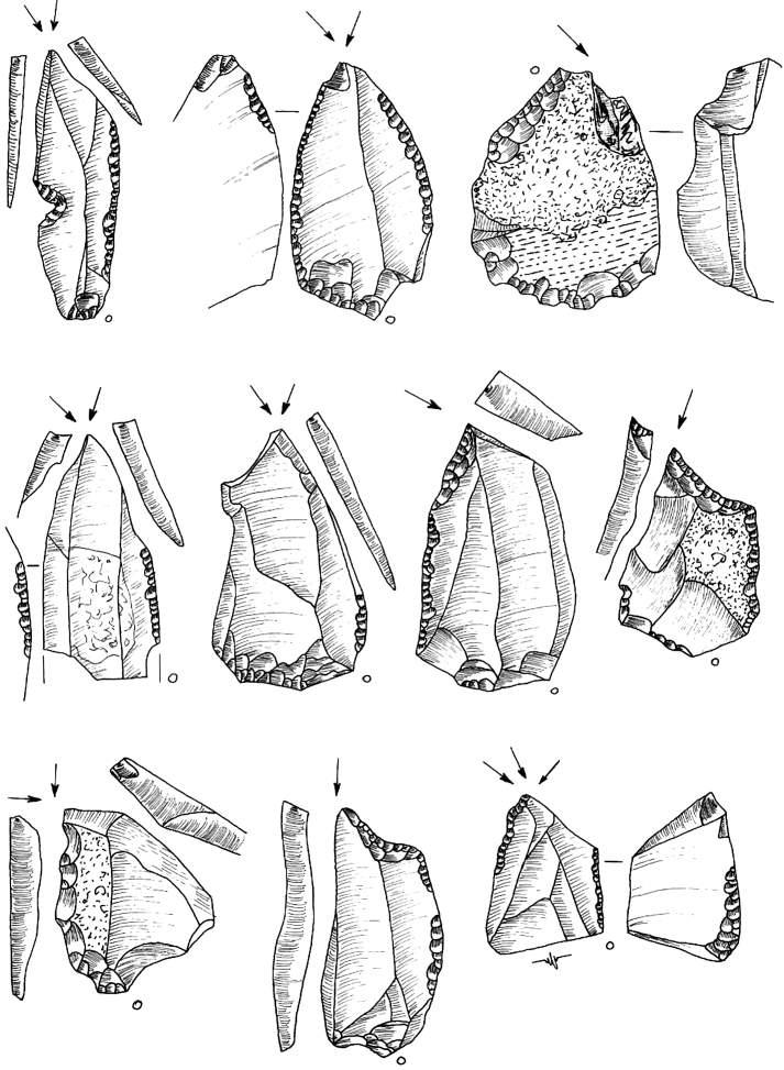 Ryc. 35. Bolków 1, wykop III, krzemienica 3. Rylce. Rys. T. Galiński Fig.