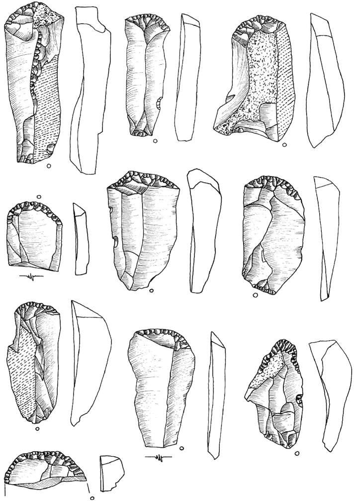 Ryc. 19. Bolków 1, wykop II, krzemienica 2. Drapacze. Rys. T. Galiński Fig. 19. Bolków 1, trench II, flint scatter 2.