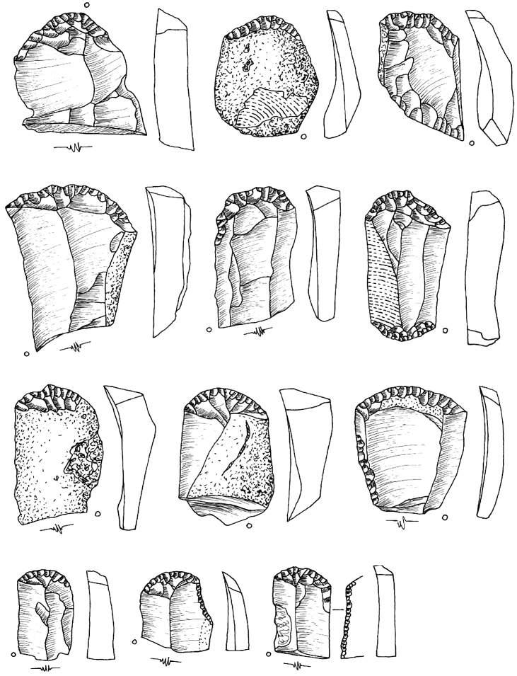 Ryc. 30. Bolków 1, wykop III, krzemienica 3. Drapacze. Rys. T. Galiński Fig. 30. Bolków 1, trench III, flint scatter 3.