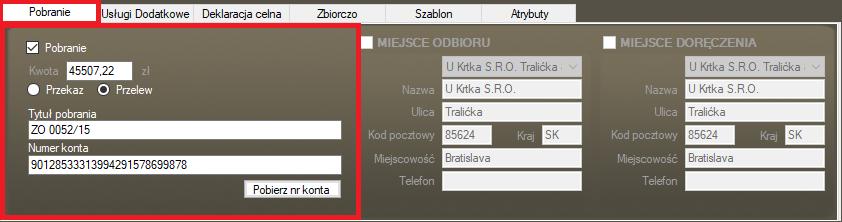 Opcja pobrania dostępna po zaznaczeniu okna Pobranie Przelew Płatność podczas procesu tworzenia zamówienia.