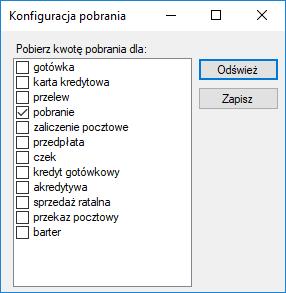 Ustawienia pobrania Umożliwia wybranie pobrania dla